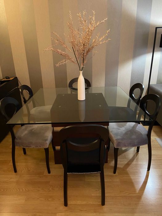 Mesa de jantar quadrada 1.40 m + 6 cadeiras