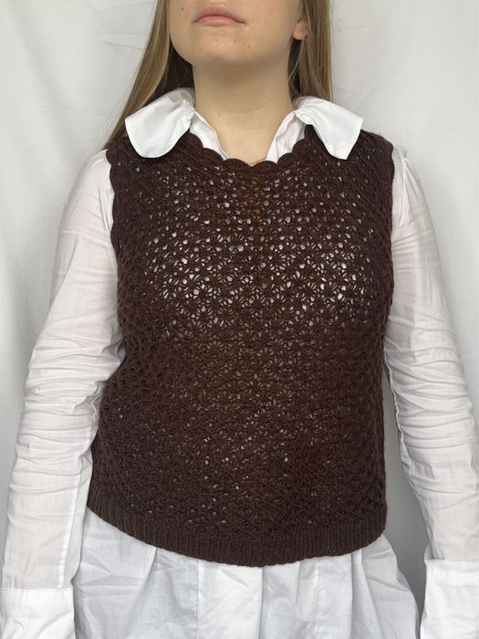 Brązowy vest robiony ręcznie bezrękawnik