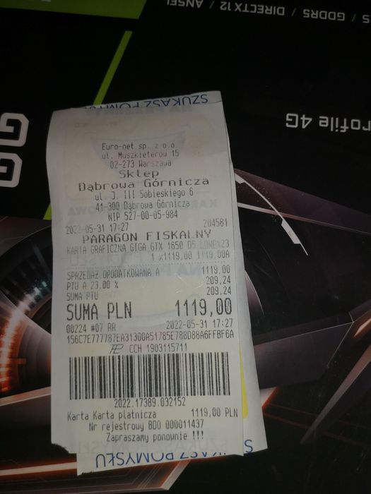 Karta graficzna Geforce gtx 1650