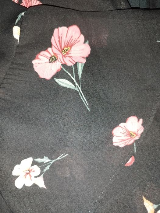 Kombinezon krótki damski 42 h &m czarny kwiaty