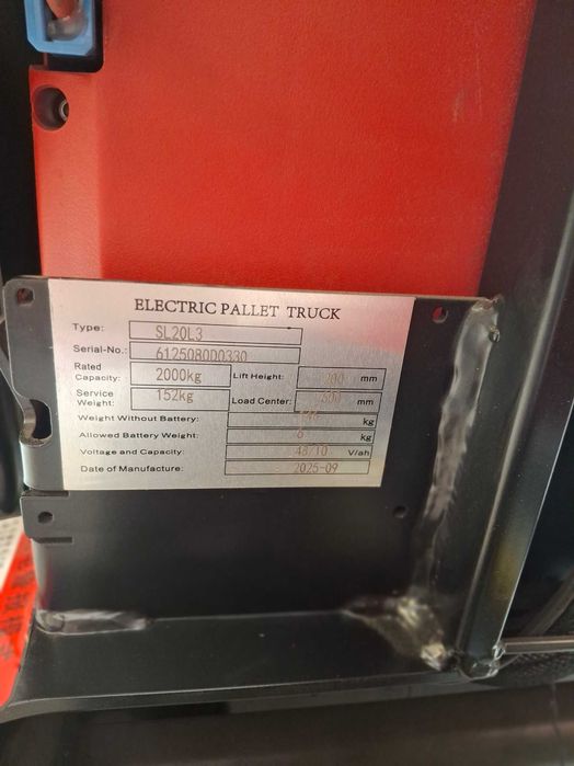 Elektryczny wózek paletowy mikann SL20L3 (2000 kg)