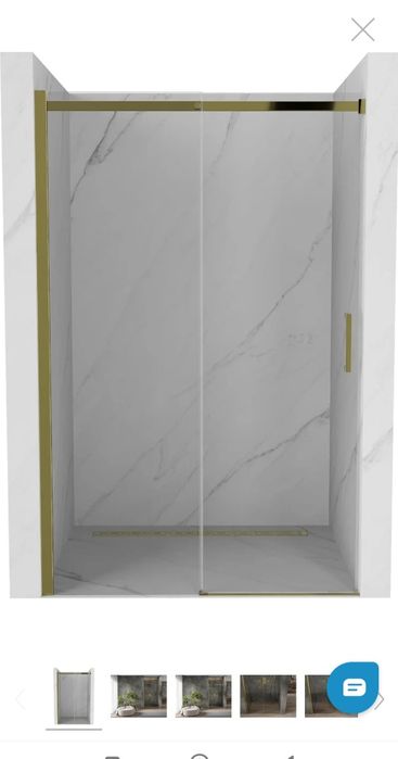 Mexen Omega drzwi prysznicowe rozsuwane 120 cm, transparent, złote