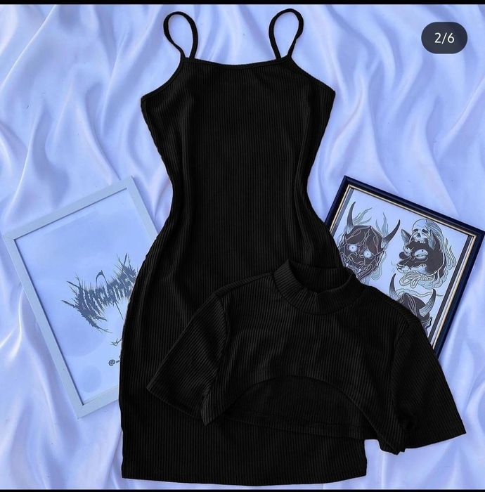 Сукня + топ в рубчик чорна