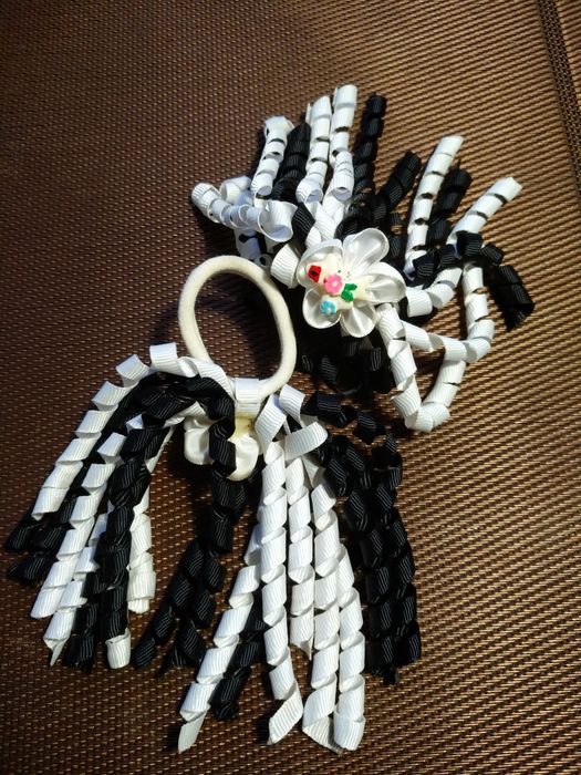 Резинки спиральки для волос из репсовых лент. Пара.