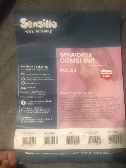 Sensillo polarowy spiworek do wózka 3w1