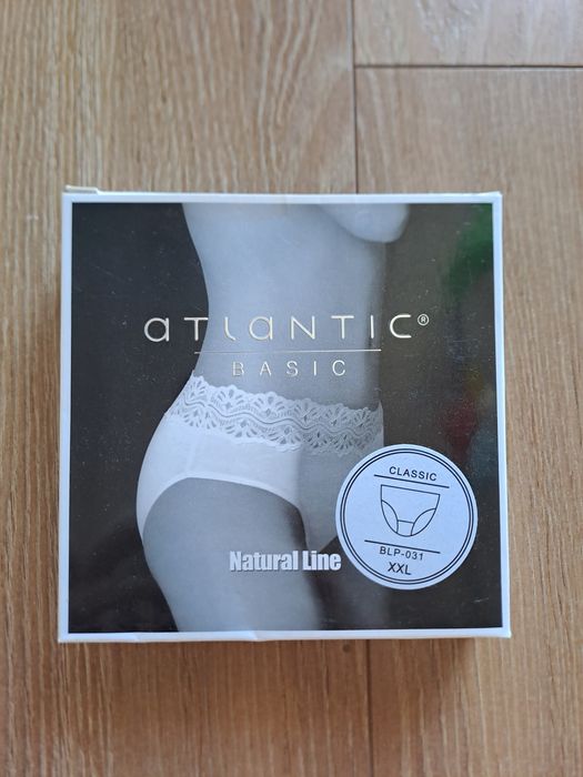 Figi damskie Atlantic, rozmiar XXL, 2 sztuki, wysoki stan, kolor biały