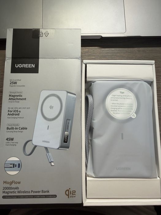 Повербанк UGREEN PB775 Magnetic Wireless Power Bank 20000 мА·год MagSafe Qi2 25W/45W