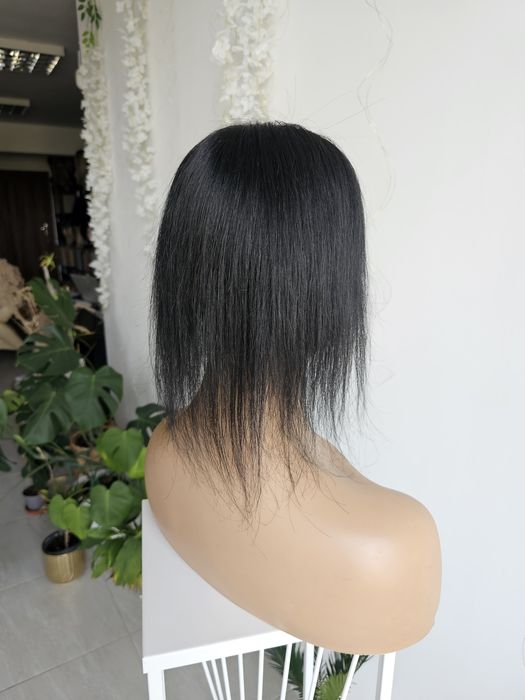 Tupet topper z włosów naturalnych Zoe ręcznie tkany imitacja skóry