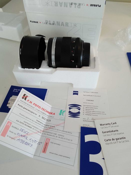 obiektyw Zeiss PLANAR 1,4/85 ZE