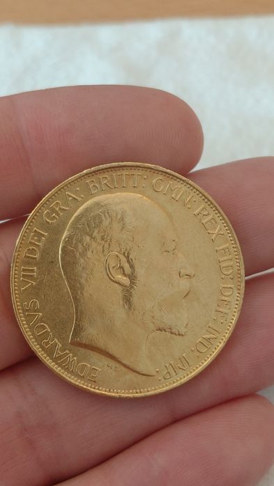 Moeda Ouro 5£ Libras Eduardo VII 1902