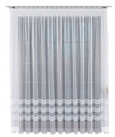 Firana gotowa 000282 wys 250x900cm żakard taśma firanka pasowa biała