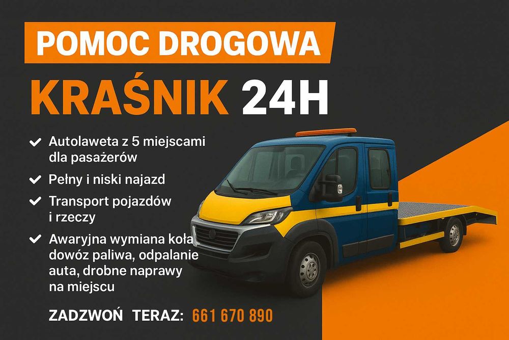 Pomoc drogowa Kraśnik. Laweta Kraśnik 24/7