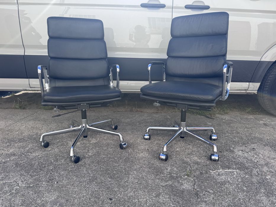 2x fotel biurowy Vitra ea 219 czarna skóra