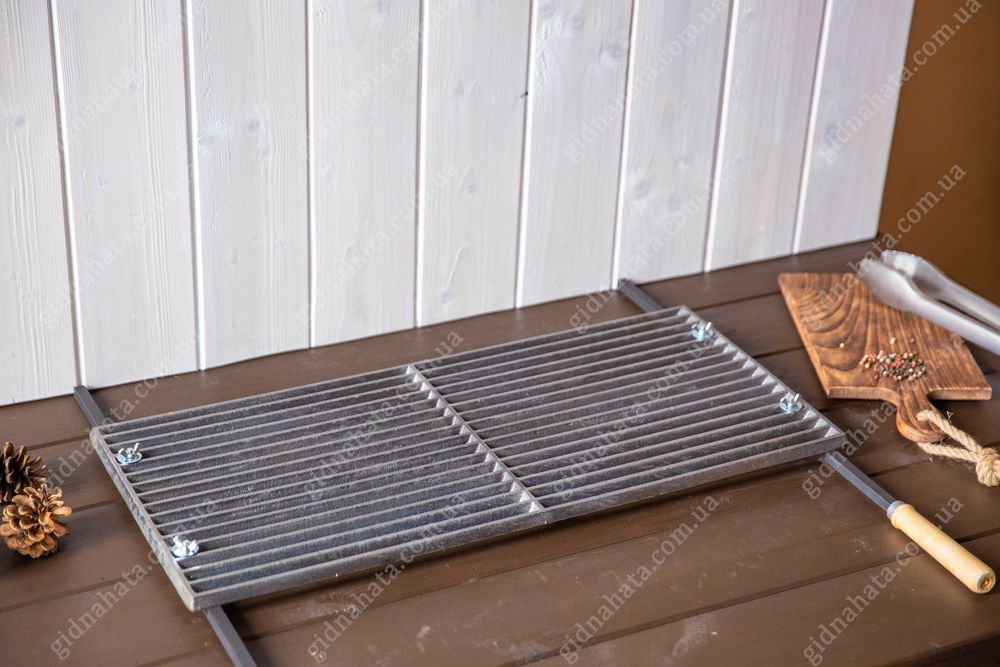 Чугунная решетка гриль 33х72см с ручками. Решітка для стейків