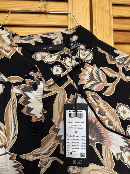 Nowa retro elegancka koszula ze wzorem Vero Moda M
