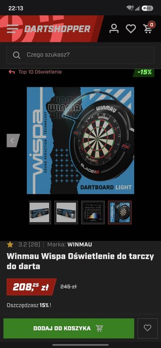 Oświetlenie tarczy WINMAU WISPA DART LED