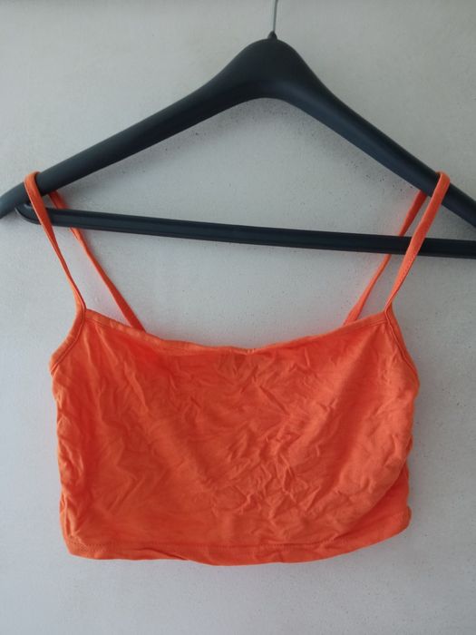 Krótki topik pomarańczowy, sexi top na ramiączkach r. S