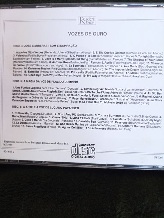 2 coletaneas cd Vozes de Ouro - 1 a 3 e 4 a 6  -  Reader's Digest,