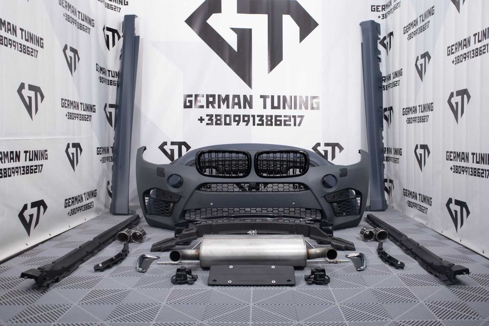 Комплект обвісу BMW X6 F16 стиль X6M обвес бмв х6 ф16 бампер передний задний бампер пороги ноздри насадки жабры