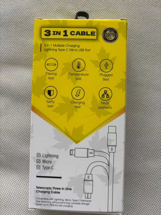 Cabo 3 em 1 carregamento super rapido — NOVO