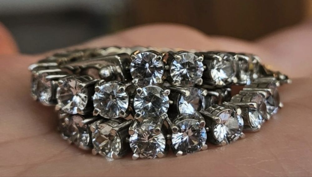 Bransoletka złoto tenisowa szafir leukoszafir