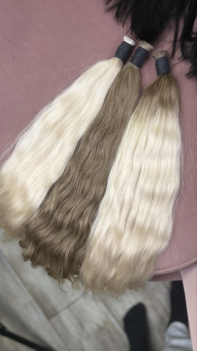 Натуральные  волосы блонд славянка ОМБРЕ, платиновый блонд, пепельный