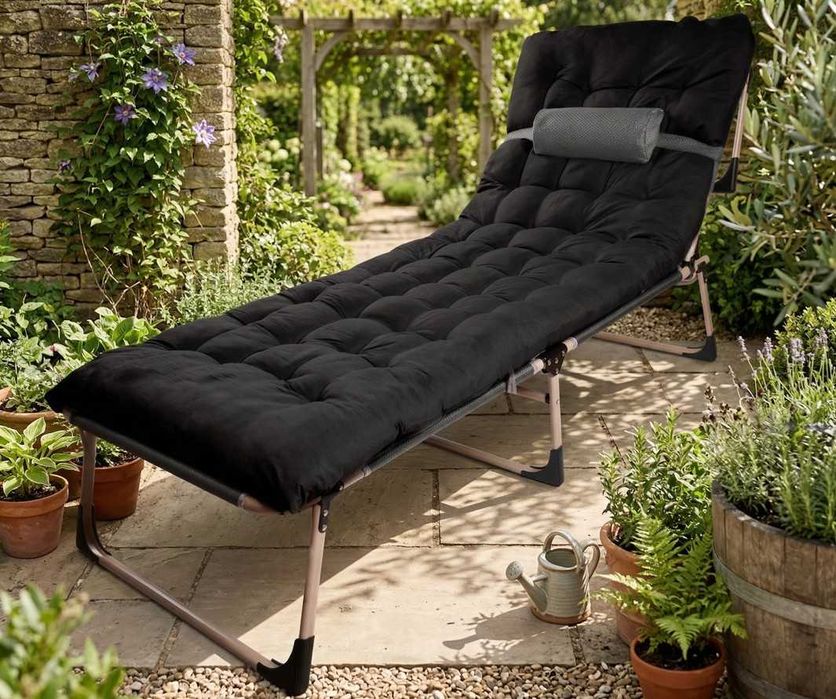 Łóżko Turystyczne Polowe Kompaktowe Składane 193 cm Czarny