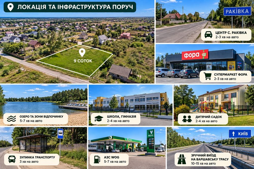 Акція! Продаж фасадної земельної ділянки 9 соток | с. Раківка | під будівництво / бізнес