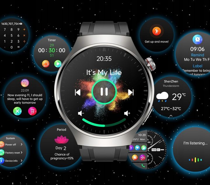 Smartwatch Zegarek Męski Ekg Pomiar Cukru Hrv Rozmowy 3 Paski Szkło Me