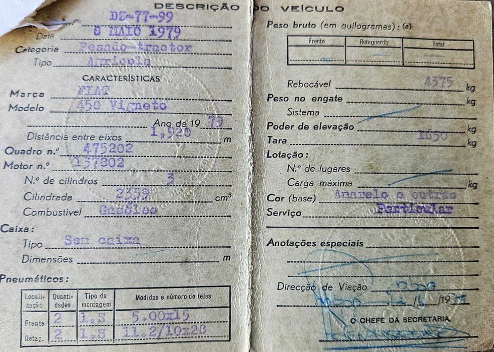 Trator Vinhateiro Fiat 45 CV com matricula