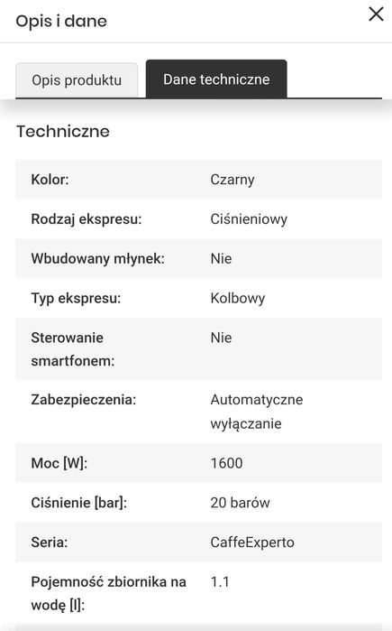 Ekspres BEKO CaffeExperto CEP5464DX z modułem do kapsułek Nespresso