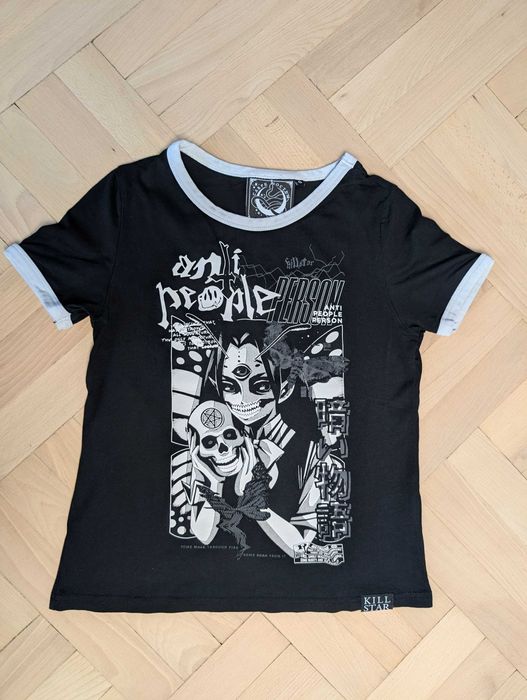 Killstar No Fairytale koszulka damska czarna ringer t shirt gotycki