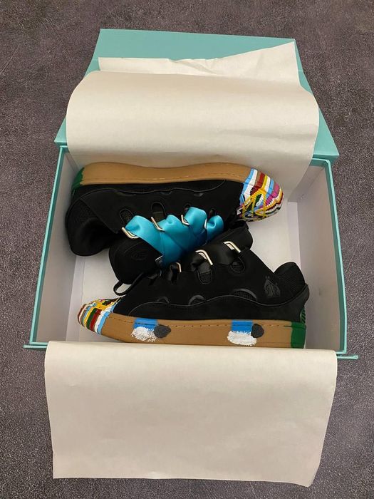 [БЕЗ ПРЕДОПЛАТ] Lanvin Curb Sneakers Black Blue Paint Premium