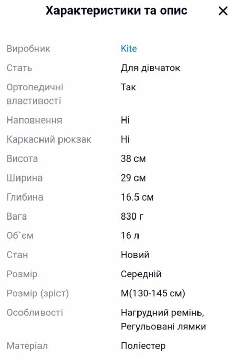 Дитячий рюкзак Kite