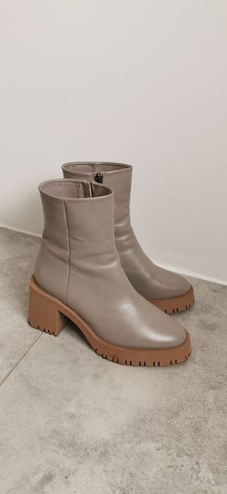 Venezia 37 skórzane botki buty damskie skóra naturalna na obcasie