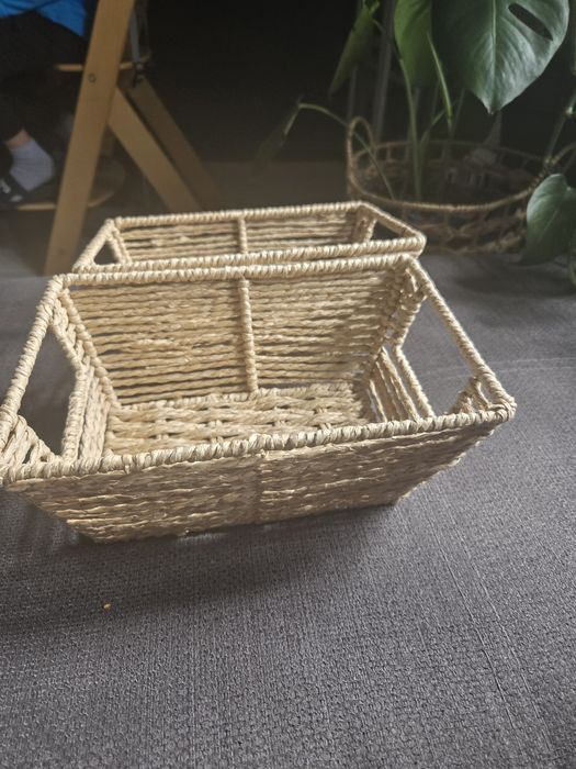 2 plecione kosze boho 22 x 15 x 9 cm