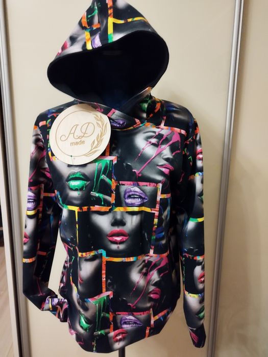 Bluza damska z kapturem Unikat Twarze M mega wyprzedaż