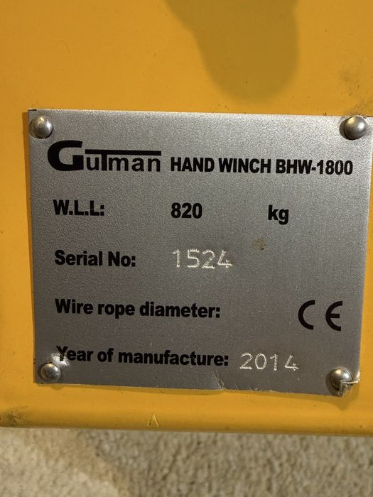 Лебідка ручна GUTman 820 kg