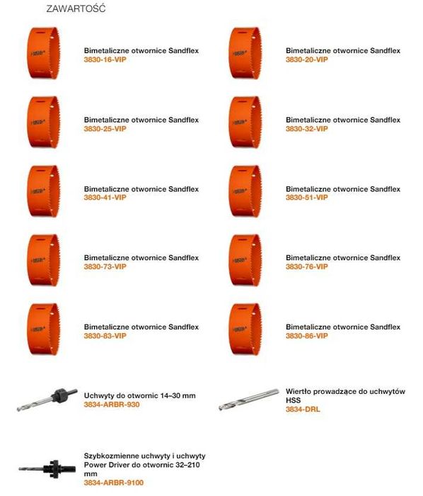 Zestawy otwornic bimetalicznych BAHCO Sandflex® 3834-SET-77