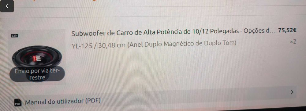 Subwoofer 12" em caixa Basser MDF B1250s de 50 litros
