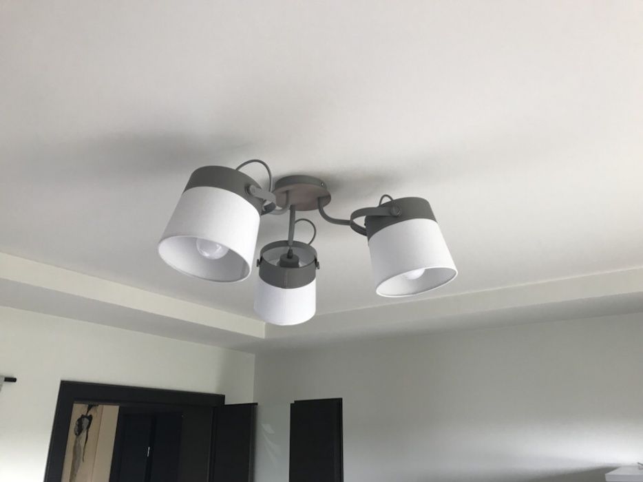 Lampa wisząca potrójna szaro-biała