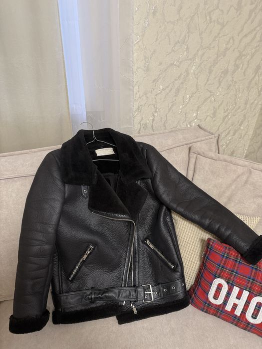 Чорна дублянка з еко-шкіри, р. S-M