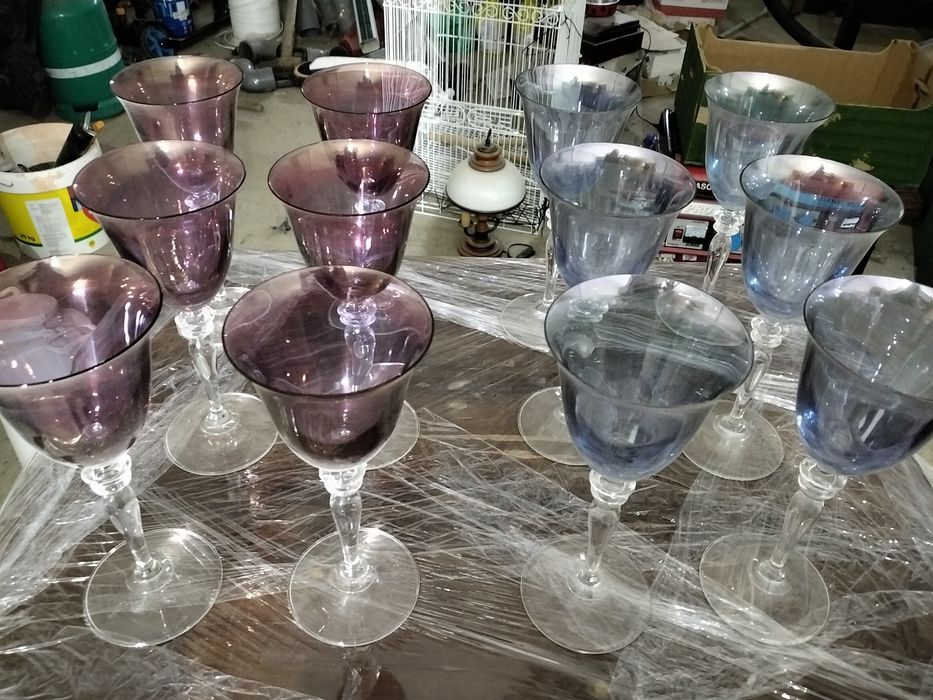 Copo alto rosa e azul