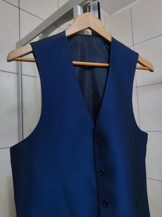 kamizelka galowa XL elegancka bezrękawnik niebieski błękitny męski do