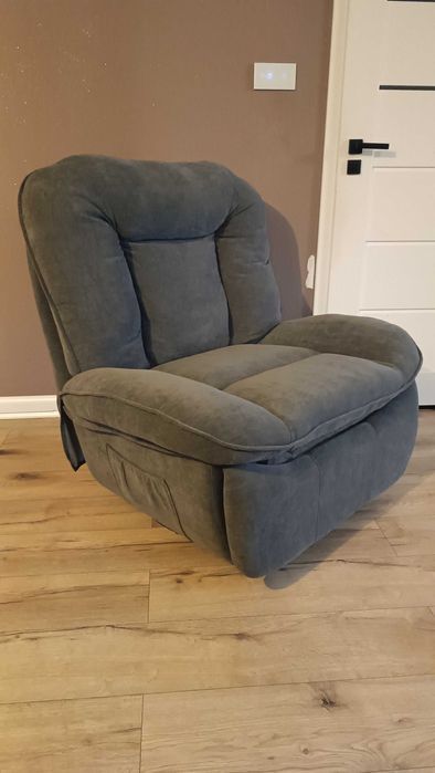 Fotel Relaksacyjny z Funkcją Leżenia, Kołysanie, Obrotowy z Podnóżkiem
