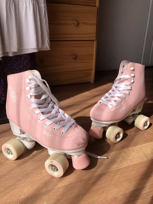 Patins 4 rodas de patinagem artística OXELO QUAD 100 rosa
