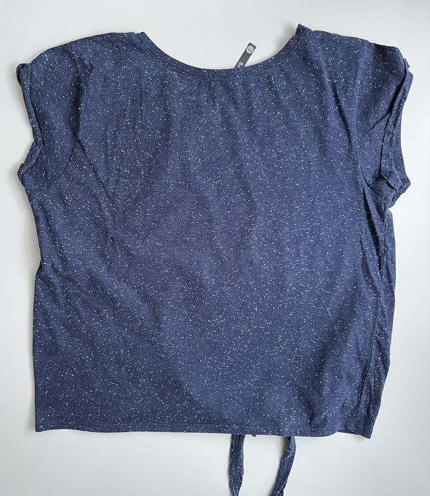 Granatowa koszulka crop top z wiązaniem