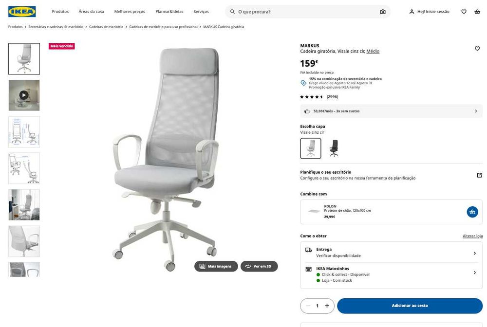 Cadeira de escritório/gamer giratória MARKUS IKEA