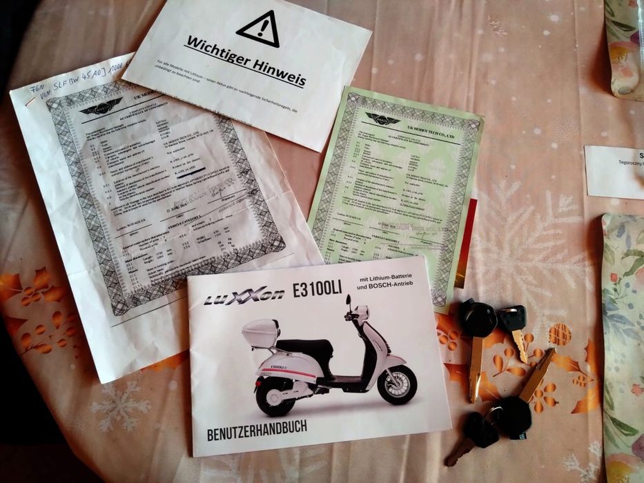 Skuter elektryczny LUXXON E3100LI jak nowy silnik bosch
