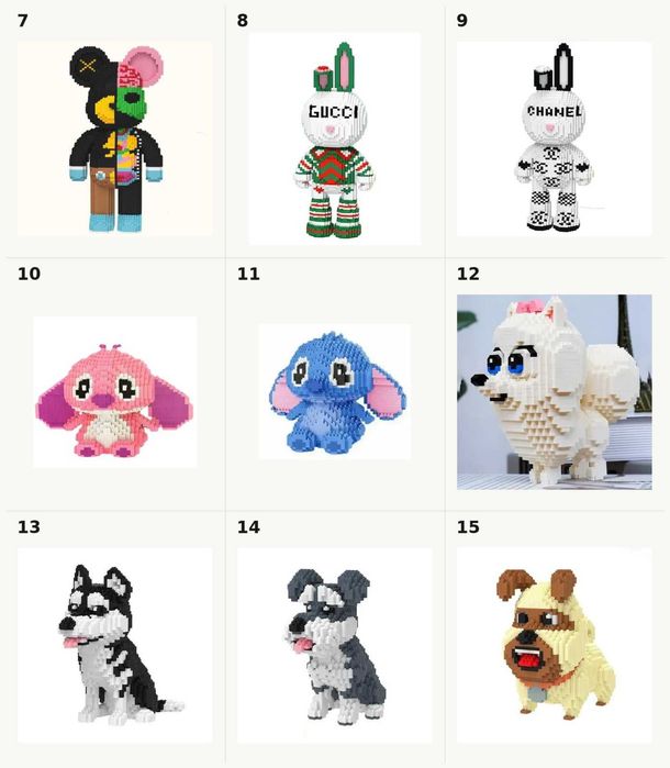 3D Конструктор Bearbrick з міні блоків Наноблок Magic Blocks Ведмедик Бербрік з LED підсвіткою мікроконструктор Ведмедик Мишка Медведь Светиться